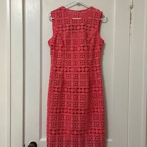 White House Black Market Coral Lace Sleeveless Midi Dress